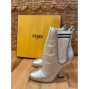 Fendi Antoinette Metalic Sock Boot Silver Size 36 - US 6